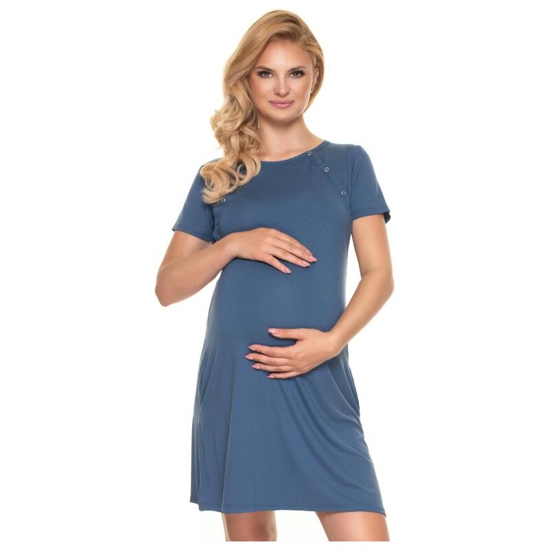 PreMamku Tehotenská a dojčiaca košeľa na zapínanie z oboch strán v modrej farbe