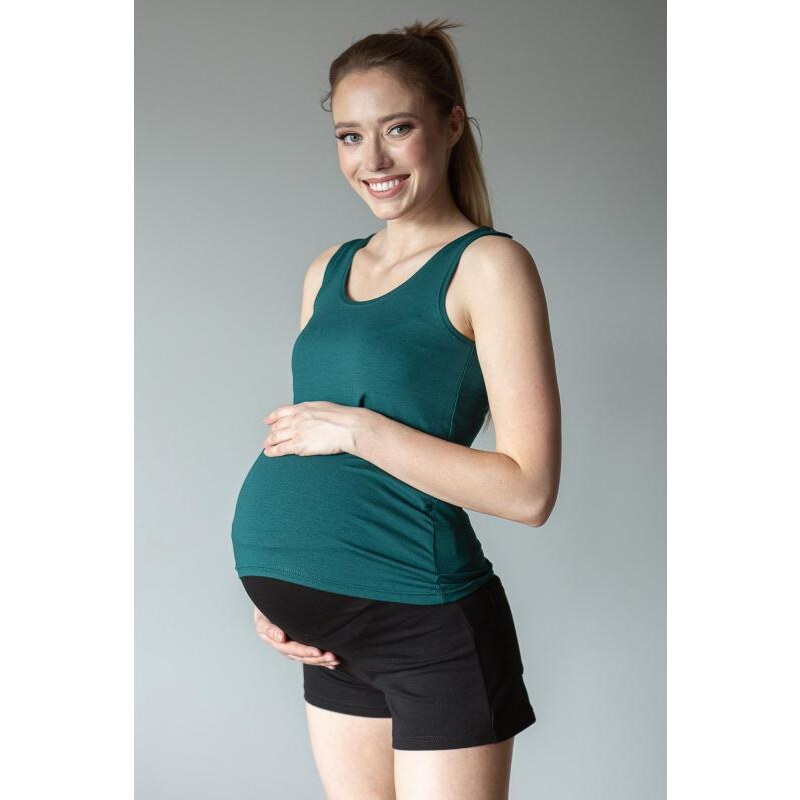 PreMamku Bavlnené tehotenské šortky v čiernej farbe