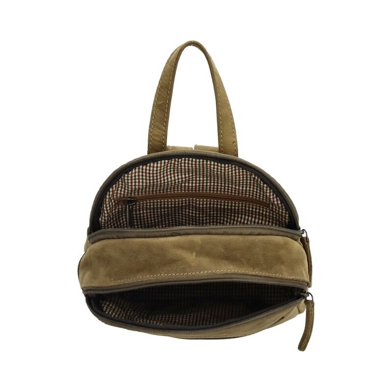 Hide & Stitches Tmavozelený módny kožený batoh „Heaven“