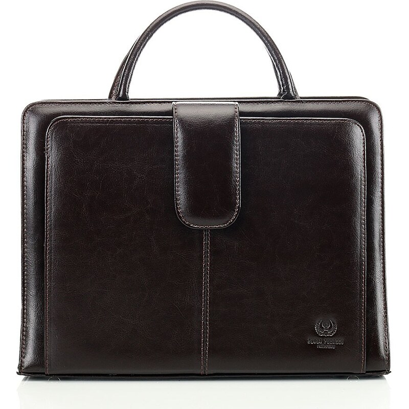 PAOLO PERUZZI Dámska kožená aktovka BERGAMO | tmavohnedá 168BY-BR 31230066