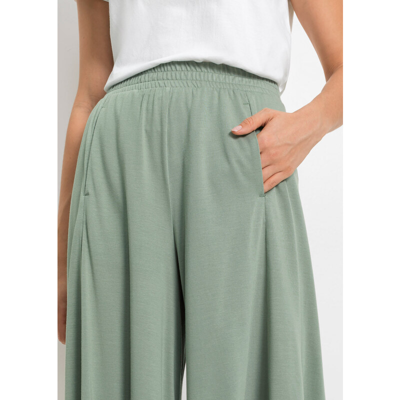 bonprix Culotte nohavice, široké nohavice, farba zelená