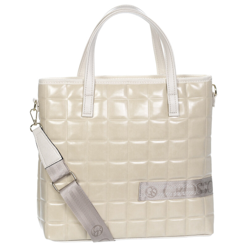 Väčšia moderná béžová dámska kabelka S692 GROSSO 31244873