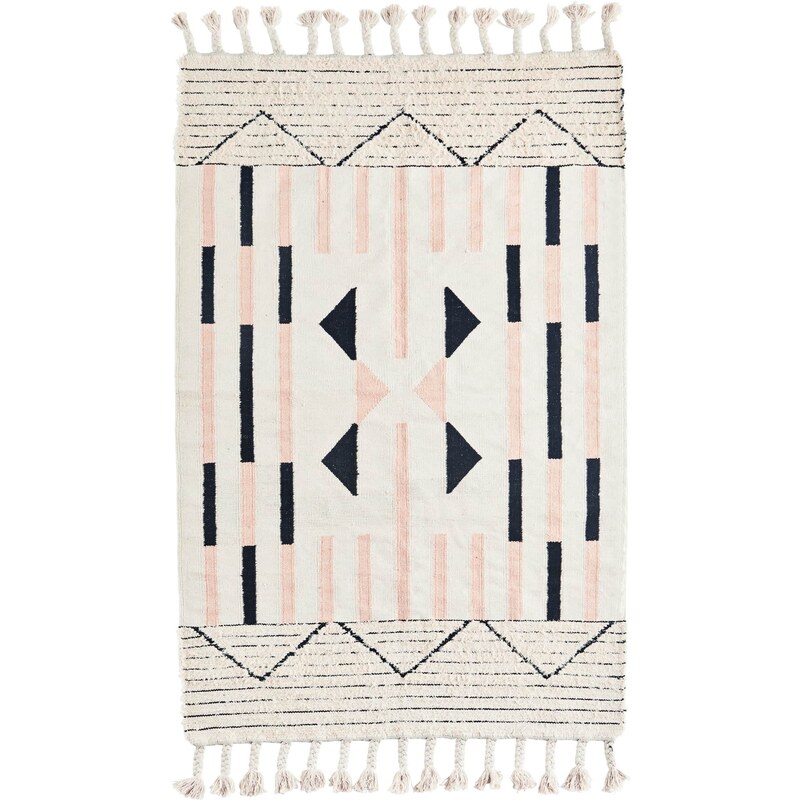 MADAM STOLTZ Ručne tkaný koberec Frayed Cotton Off White 120 × 180 cm
