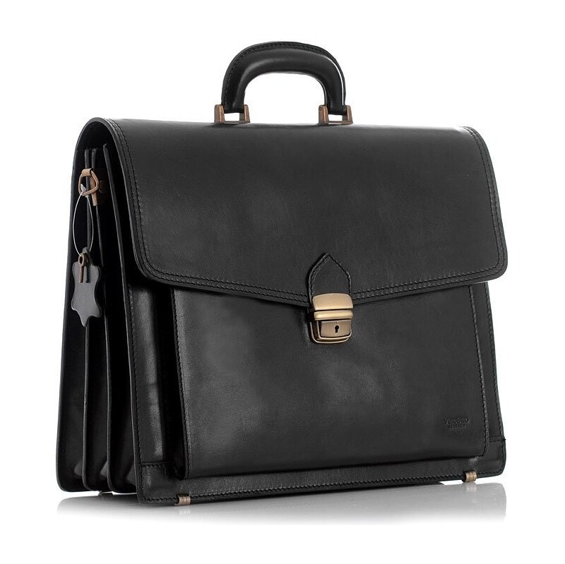 Mazzini Business MARCO MAZZINI Pánska kožená aktovka LORENZ | čierna 31264620