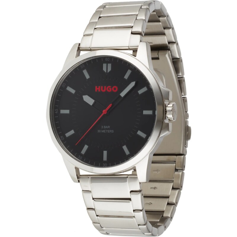HUGO Analógové hodinky tmavosivá / červená / čierna / strieborná 36287500
