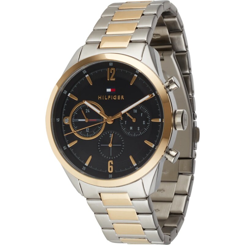 TOMMY HILFIGER Analógové hodinky zlatá / čierna / strieborná 35269877