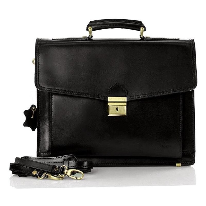 MAZZINI BUSINESS Pánska kožená aktovka LORIS | čierna 33a 31280578