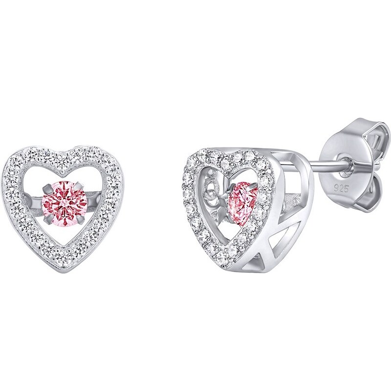 Silvego Strieborné náušnice Azalea s ružovým tancujúcim Brilliance 66590755