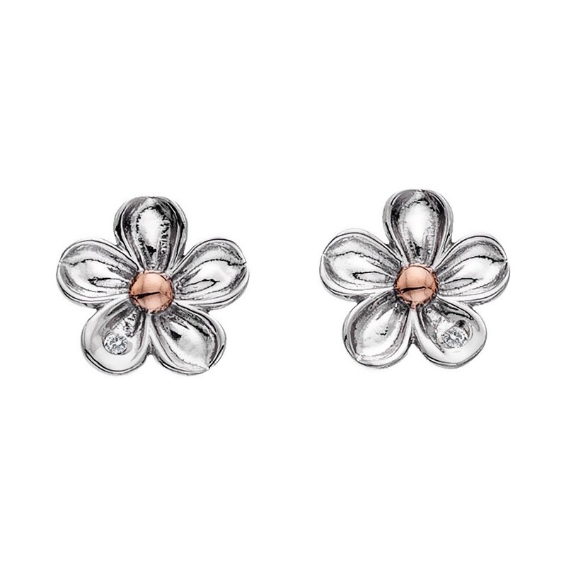 Hot Diamonds Strieborné kvietkové náušnice s diamantmi Forget me not 66583158