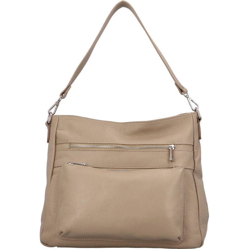 Delami Vera Pelle Dámska kožená kabelka cez plece tmavobéžová - Delami 35413223