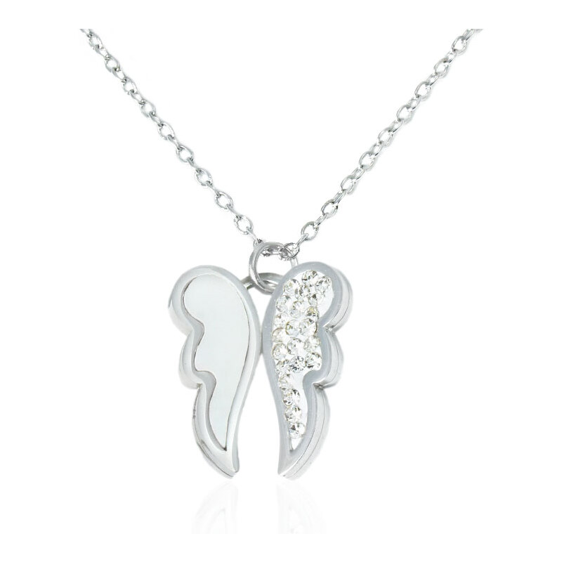 BM Jewellery Náhrdelník krídla so zirkónmi z chirurgickej ocele 31318900
