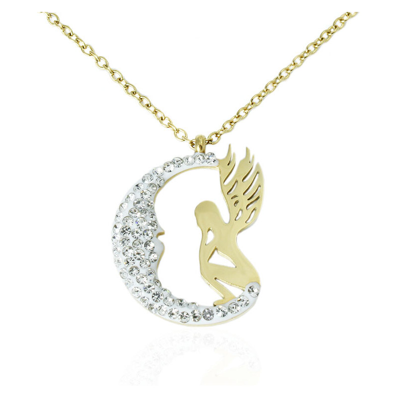 BM Jewellery Náhrdelník anjel so zirkónmi z chirurgickej ocele 31318903