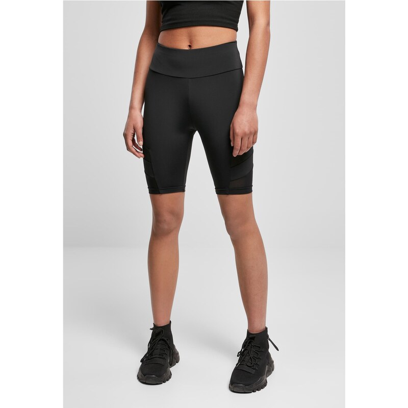 Urban Classics Womens High Waist Tech Mesh Cycle Shorts, Black 50640853