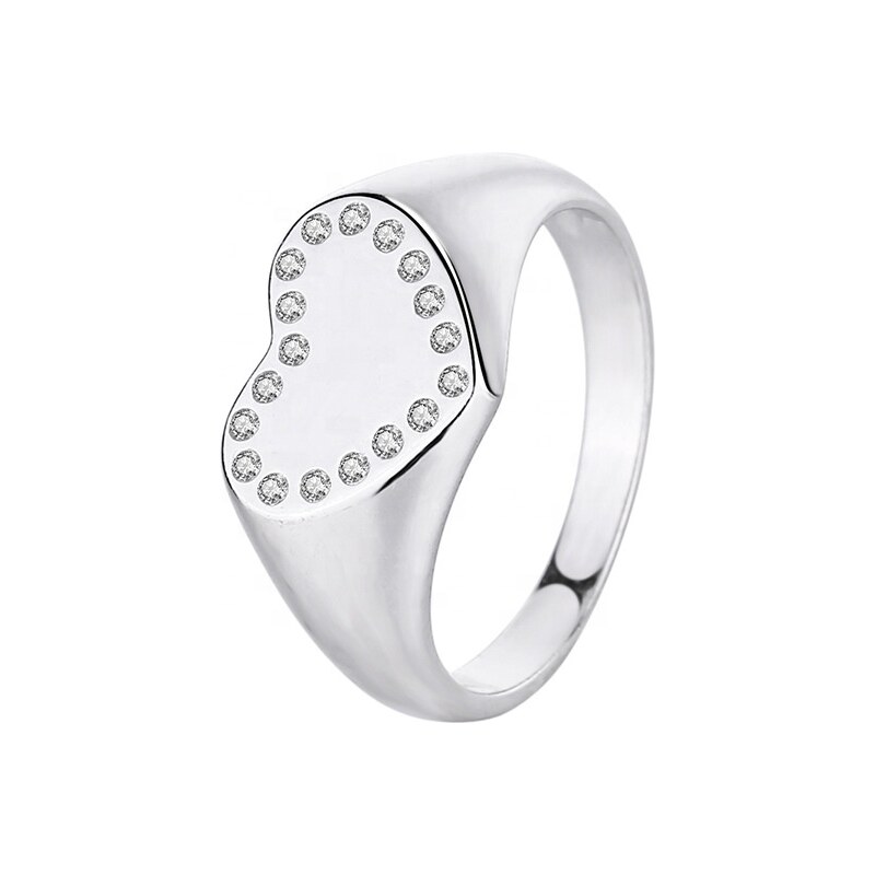 Royal Fashion strieborný rhodiovaný prsteň Trblietavé srdce 41335521