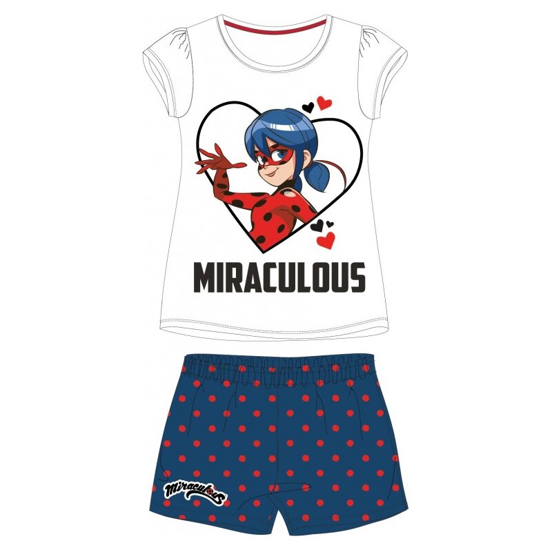 E plus M Letné dievčenské pyžamo tričko s krátkym rukávom + šortky Kúzelná lienka - Ladybug - 100% bavlna