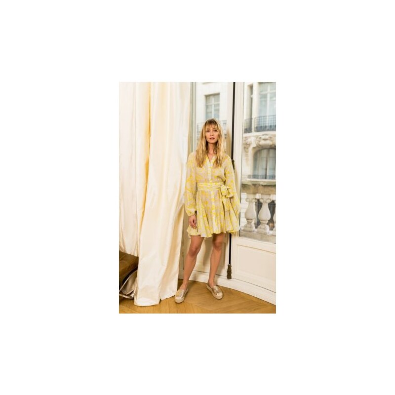 CHOKLATE PARIS Choklate Vzorované žlté mini šaty