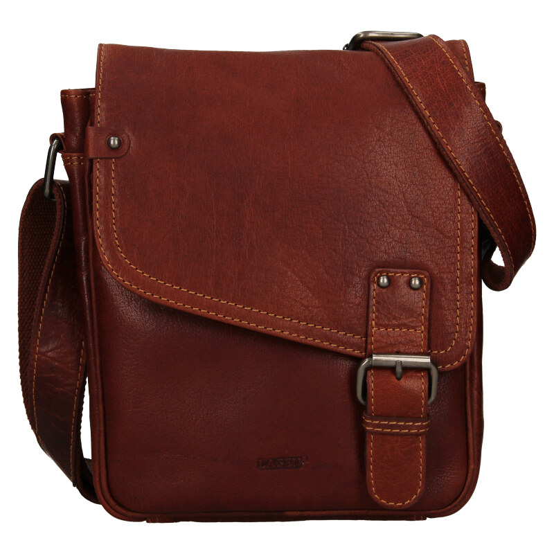 Lagen Pánska kožená taška cez rameno BLC/221-1647 brandy 35335897