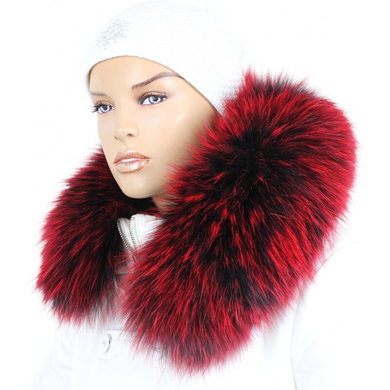 Sikora Kožušinový lem na kapucňu - golier medvedíkovec červený snowtop 31412455