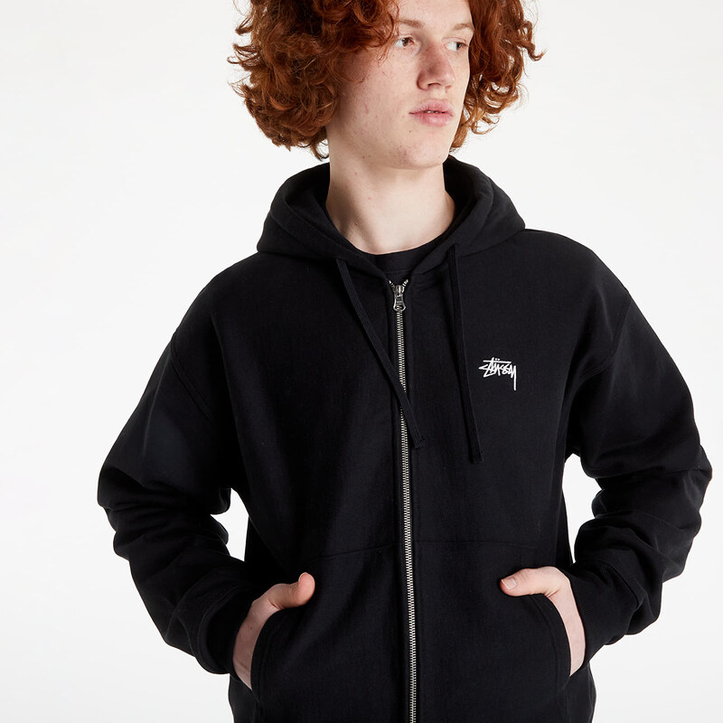 stussy パーカー ステューシー黒 STUSSY STOCK LOGO ZIP HOODIE BLACK パーカー