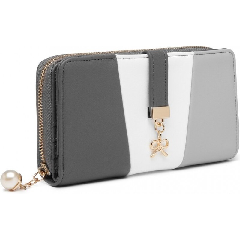 Miss LULU Trojfarebná dámska peňaženka šedá 31508295