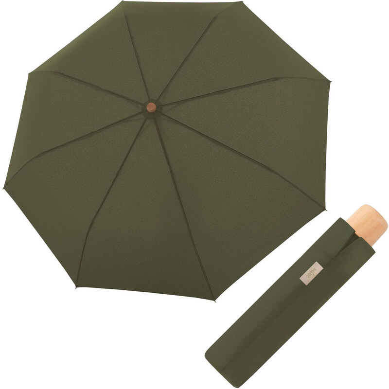 Doppler NATURE Mini - skladací udržateľný dáždnik olivová so vzorom