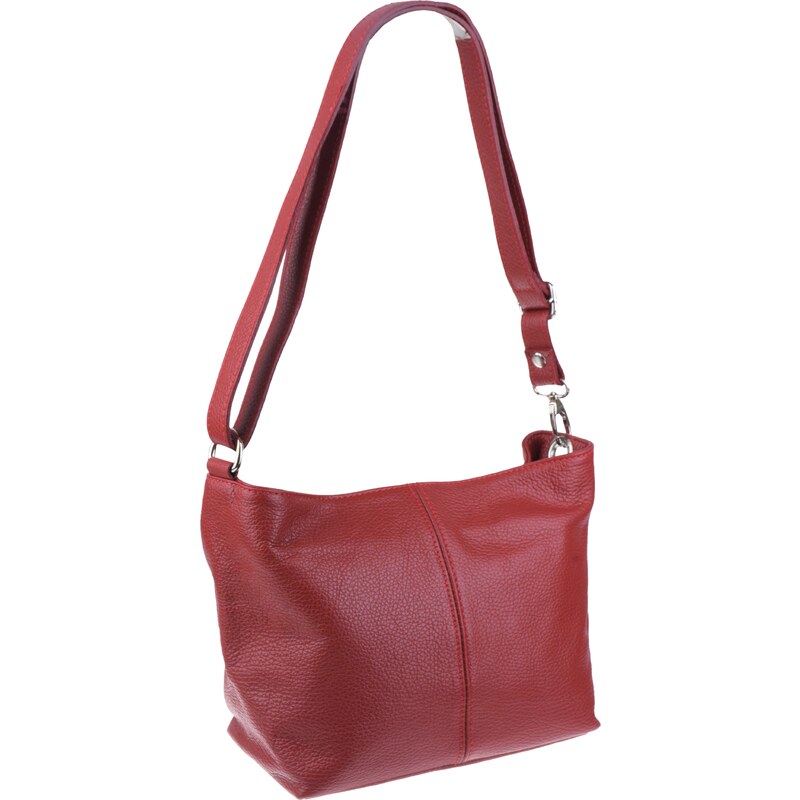 Červená kožená talianska crossbody kabelka Batilda Rossa Scura 1204991