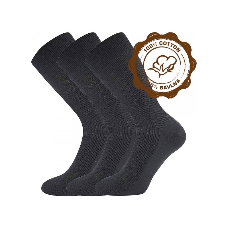 HALIK 100% bavlnené ponožky Lonka Čierna 41-42 3 páry 31685753
