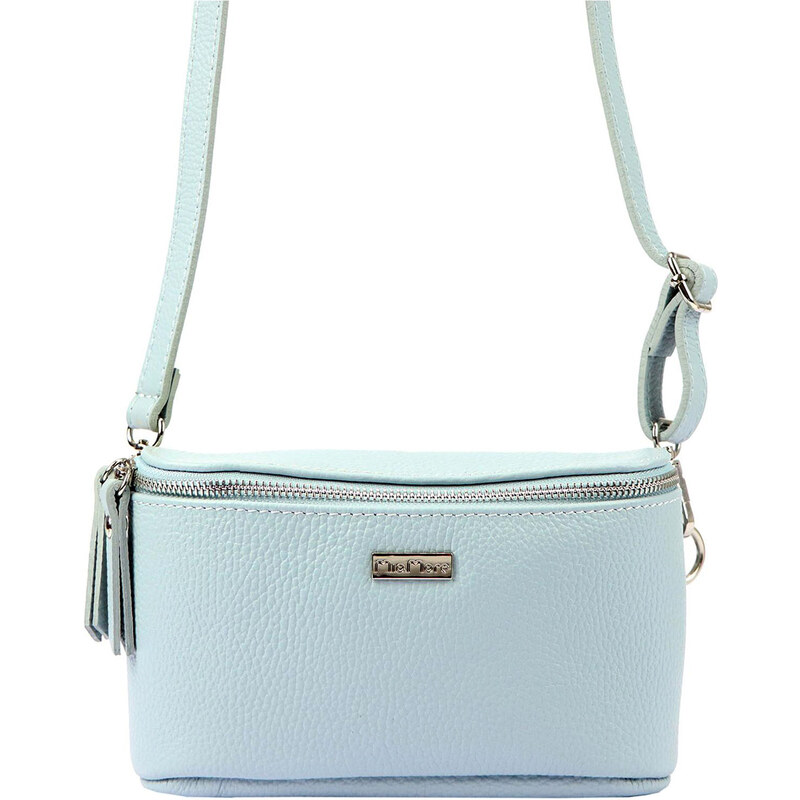 MiaMore Dámska bledomodrá kožená ľadvinka crossbody 44581682