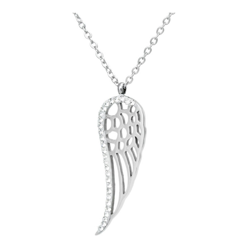BM Jewellery Náhrdelník krídlo so zirkónmi z chirurgickej ocele S113184080