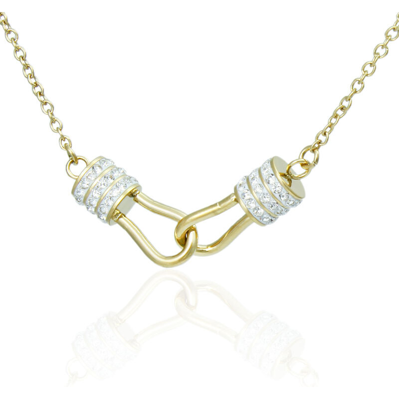 BM Jewellery Náhrdelník so zirkónmi z chirurgickej ocele zlatý 31721311