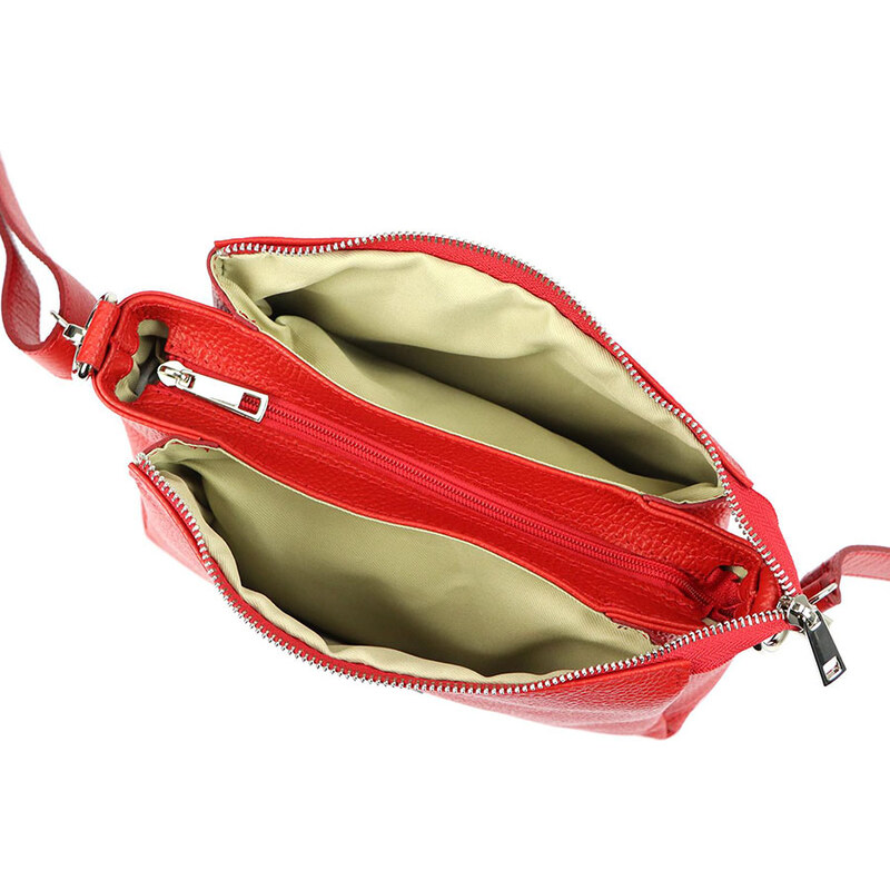 Červená kožená crossbody kabelka MiaMore stredných rozmerov