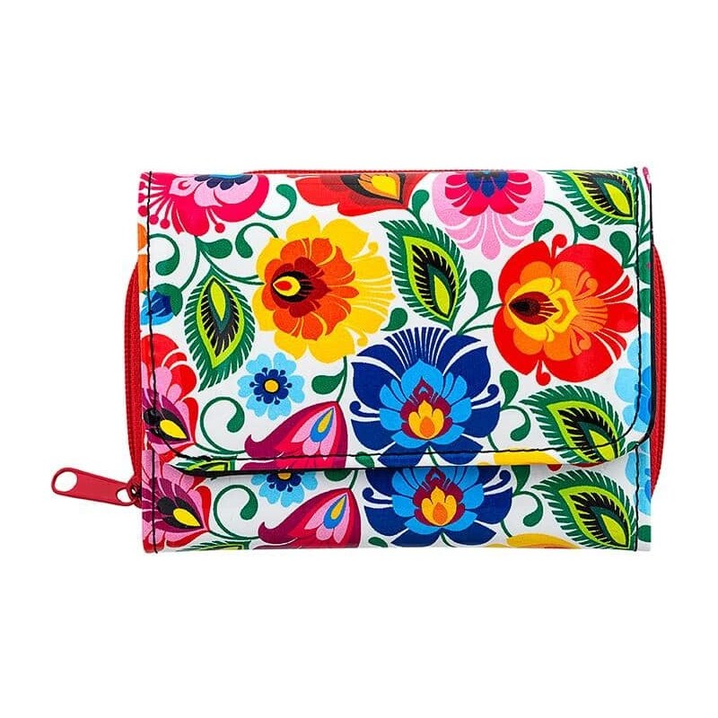 Folkstar Malá lakovaná peňaženka ľudový motív biela 58463097