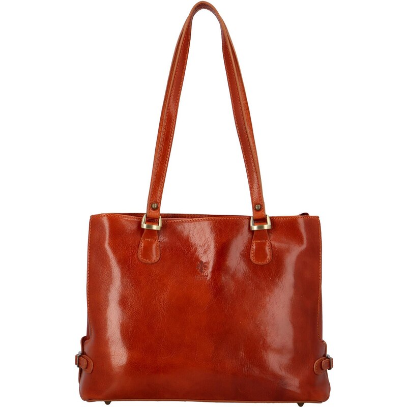 Dámska kožená kabelka na rameno koňaková - Delami Vera Pelle Amelisa 47972784