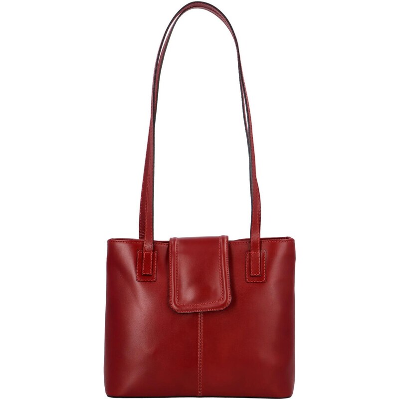 Dámska kožená kabelka cez plece tmavočervená - ItalY Yurama červená 31776024