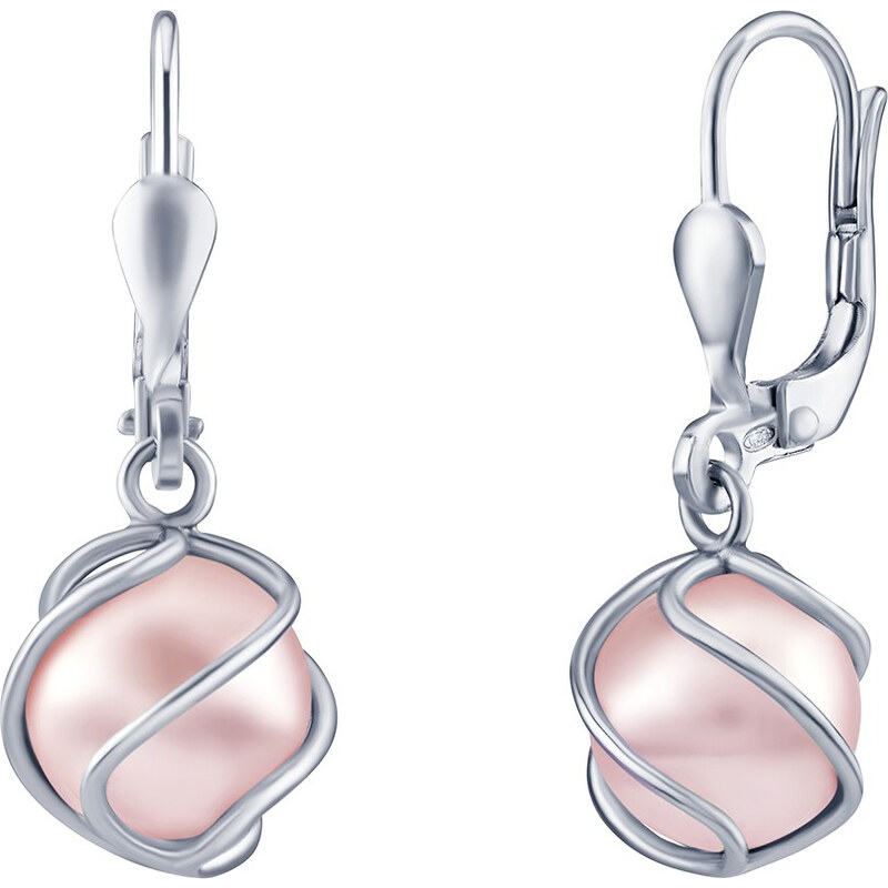 Silvego Strieborné náušnice s ružovou Swarovski Perlou 66585439