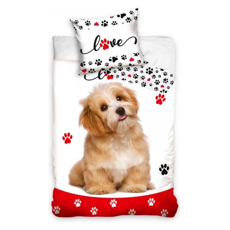 Tiptrade Detské bavlnené posteľné obliečky roztomilý psík / šteňa / 140 x 200 cm + 70 x 90 cm