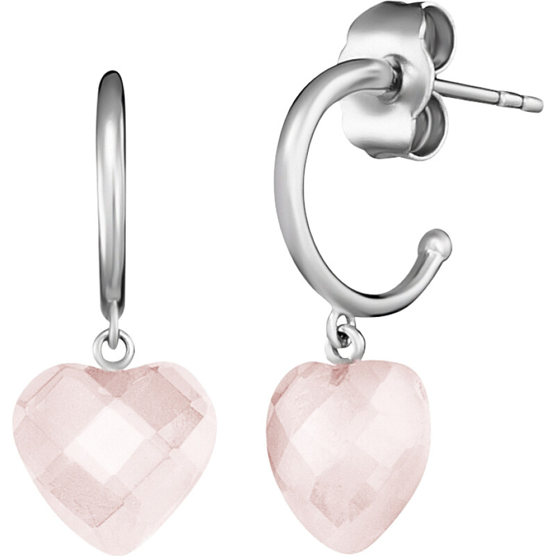 Engelsrufer Nežné strieborné náušnice s ruženínom ERE-HEART-RQ-CR 67391341