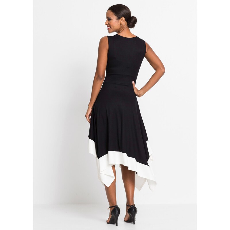bonprix Midi šaty so širokou sukňou, farba čierna