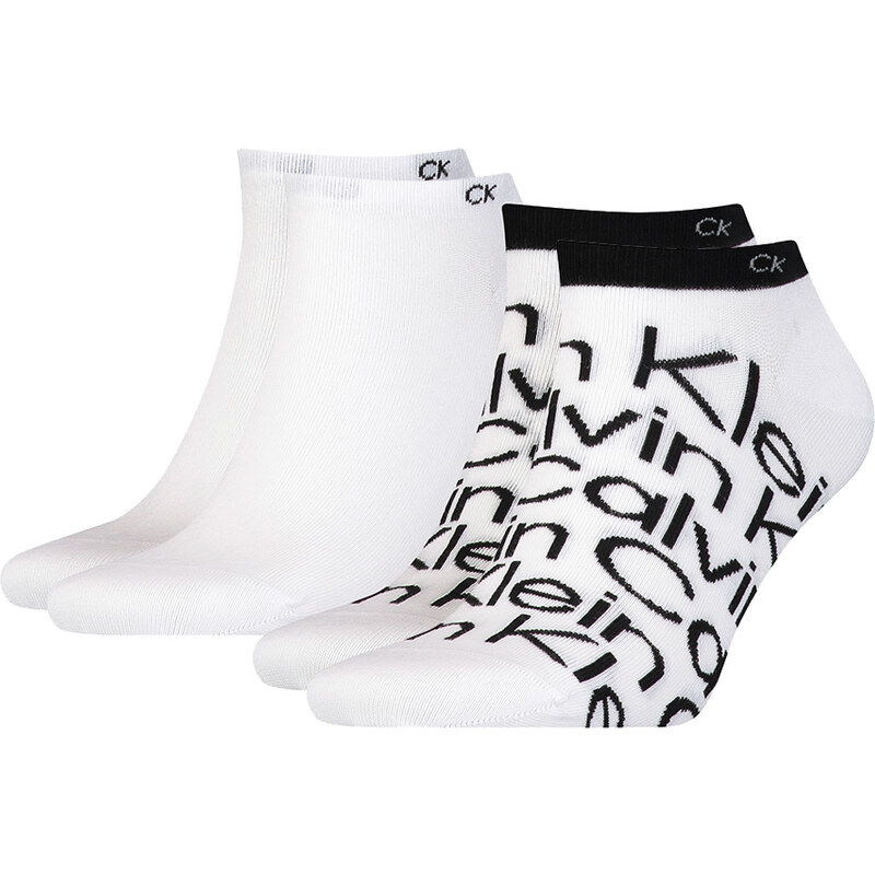 CALVIN KLEIN - 2PACK big logo pánske white členkové ponožky CK 31822001