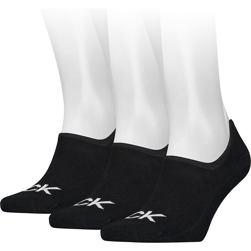 CALVIN KLEIN - 3PACK big logo CK čierne pánske neviditeľné ponožky 31822009