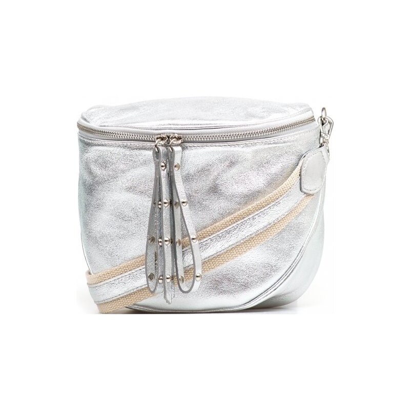 Blaire Kožená crossbody oblička Merle strieborná 64987563