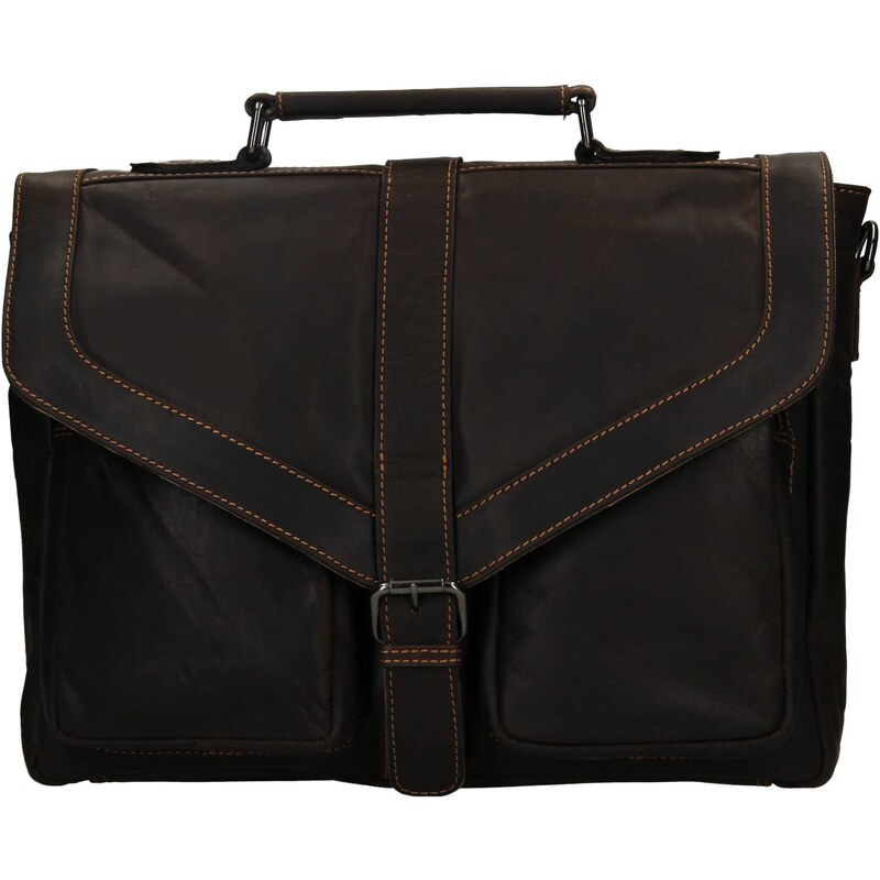 Pánska kožená aktovka Greenwood Graig - tmavo hnedá 31846941