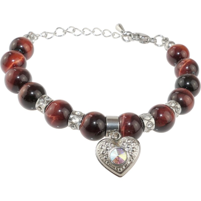 Alexis Marten Dámsky náramok z minerálu Tigrie oko hnedé so srdiečkom 66888784