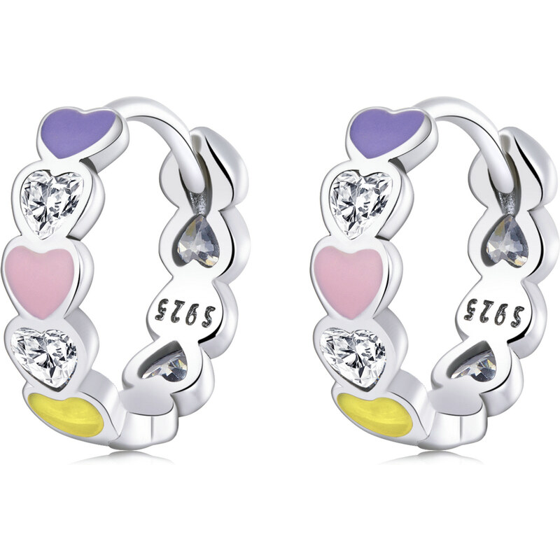 Olivie Strieborné náušnice FAREBNÁ SRDÍEČKA 5867 32032378