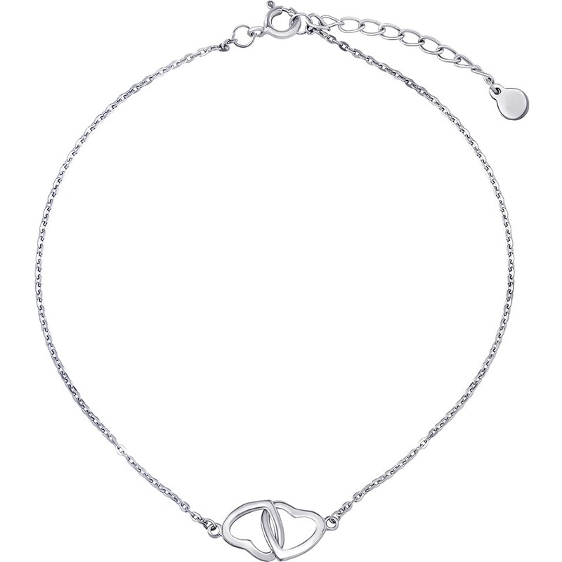 Silvego Strieborná retiazka na nohu Hester s prepletenými srdiečkami 66594564