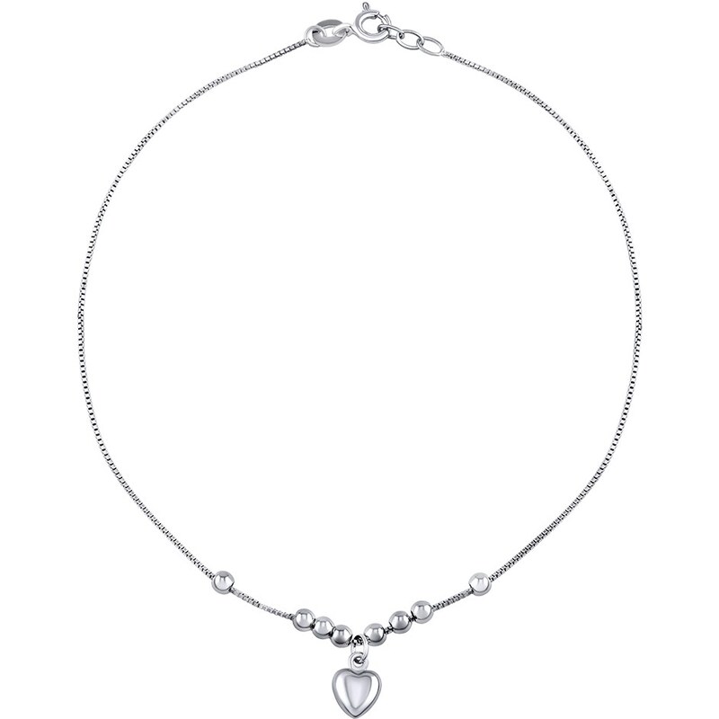 Silvego Strieborná retiazka na nohu Jasmine so srdcom a guličkami 66593852