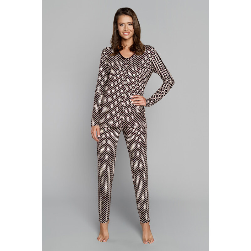 Italian Fashion Luxusné dámske pyžamo na cvoky Iluzia, Farba béžová 31892032