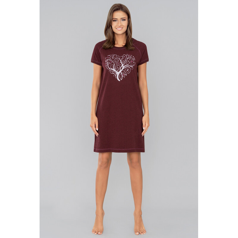 Italian Fashion Dámska bavlnená nočná košeľa Hosta bordová, Farba 31892030