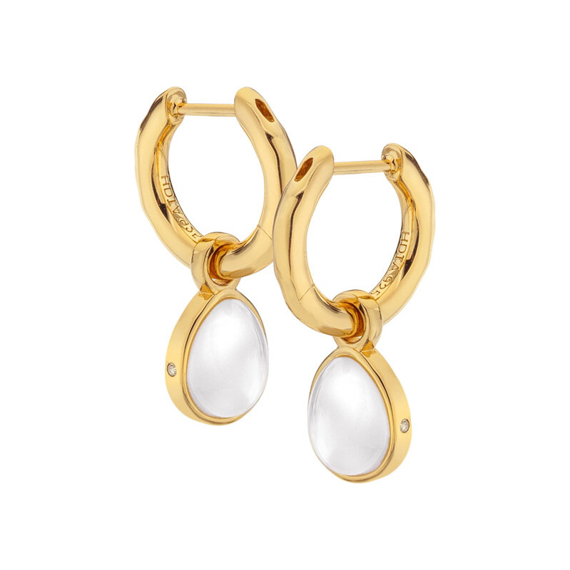 Hot Diamonds Pôvabné kruhové náušnice s diamantmi a perleťou 2v1 Jac 67922611