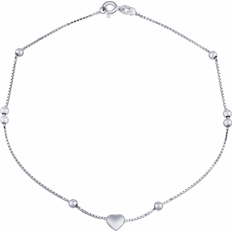 Silvego Strieborná zdobená retiazka na nohu Bethany so srdiečkom a 66585295